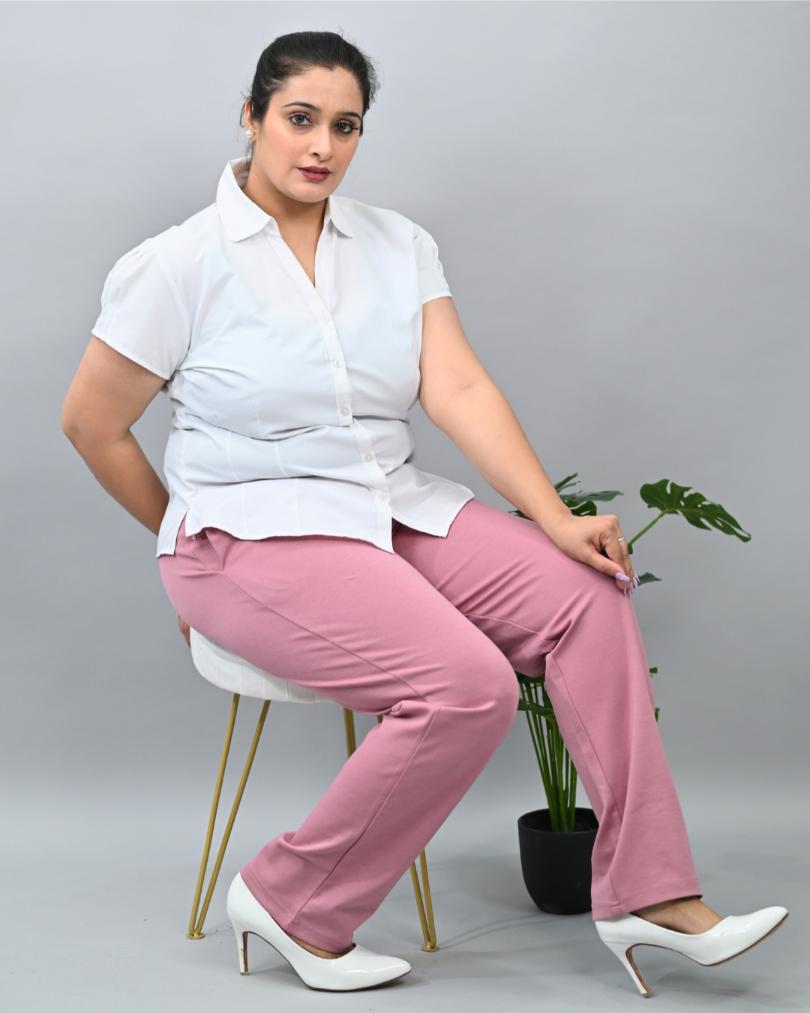 Light pink plus size cigarette pencil pants