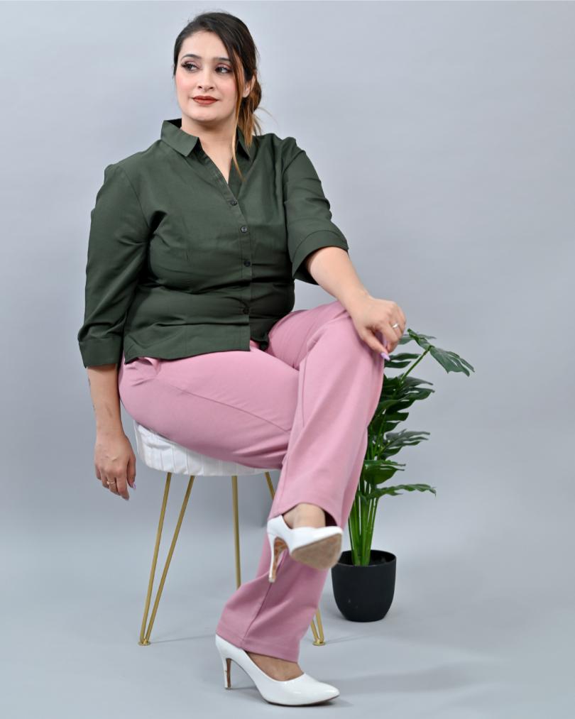 Light pink plus size cigarette pencil pants