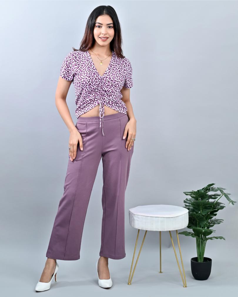 Lovely Lavender Extra Flare Fit Pants -Milano extra flare fit pants