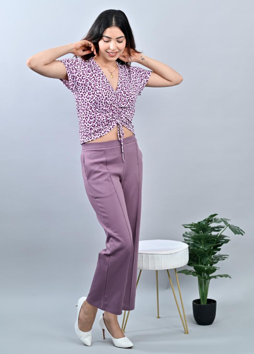 Lovely Lavender Extra Flare Fit Pants -Milano extra flare fit pants