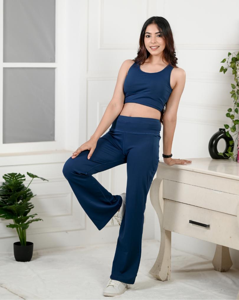 Navy Active Flare Pants -Active flare pants