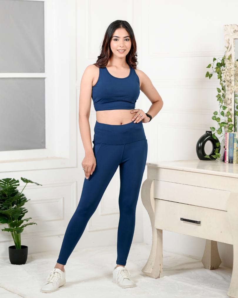 Navy Active Leggings -Active leggings pants