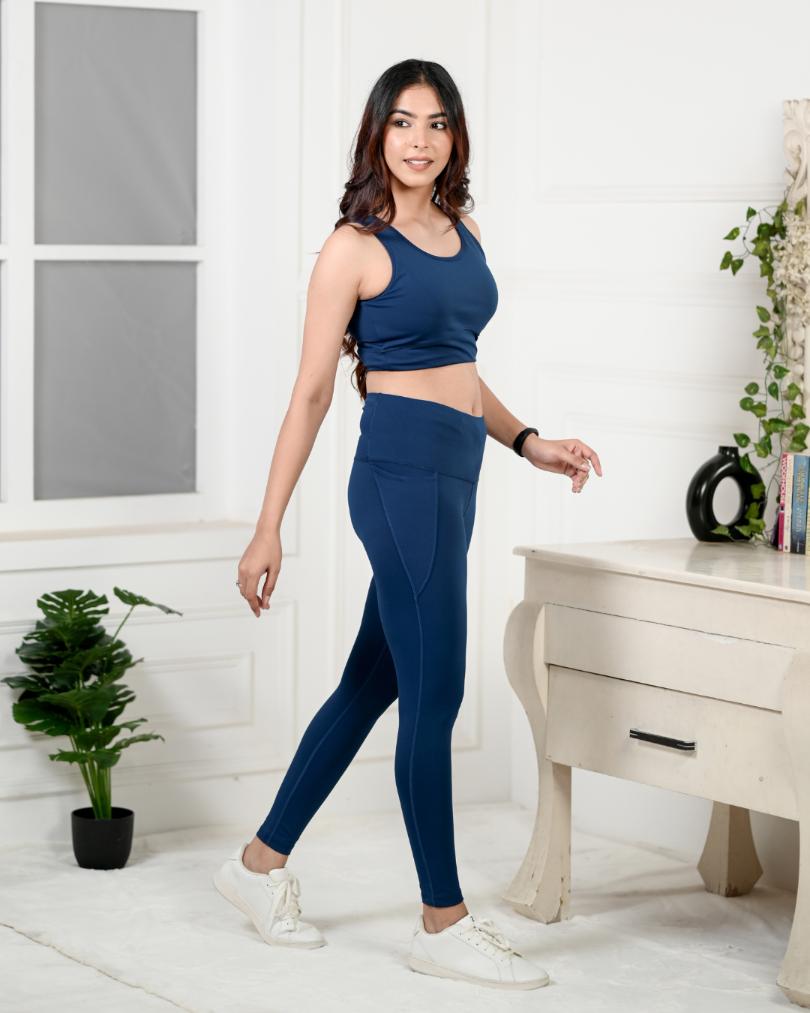 Navy Active Leggings -Active leggings pants