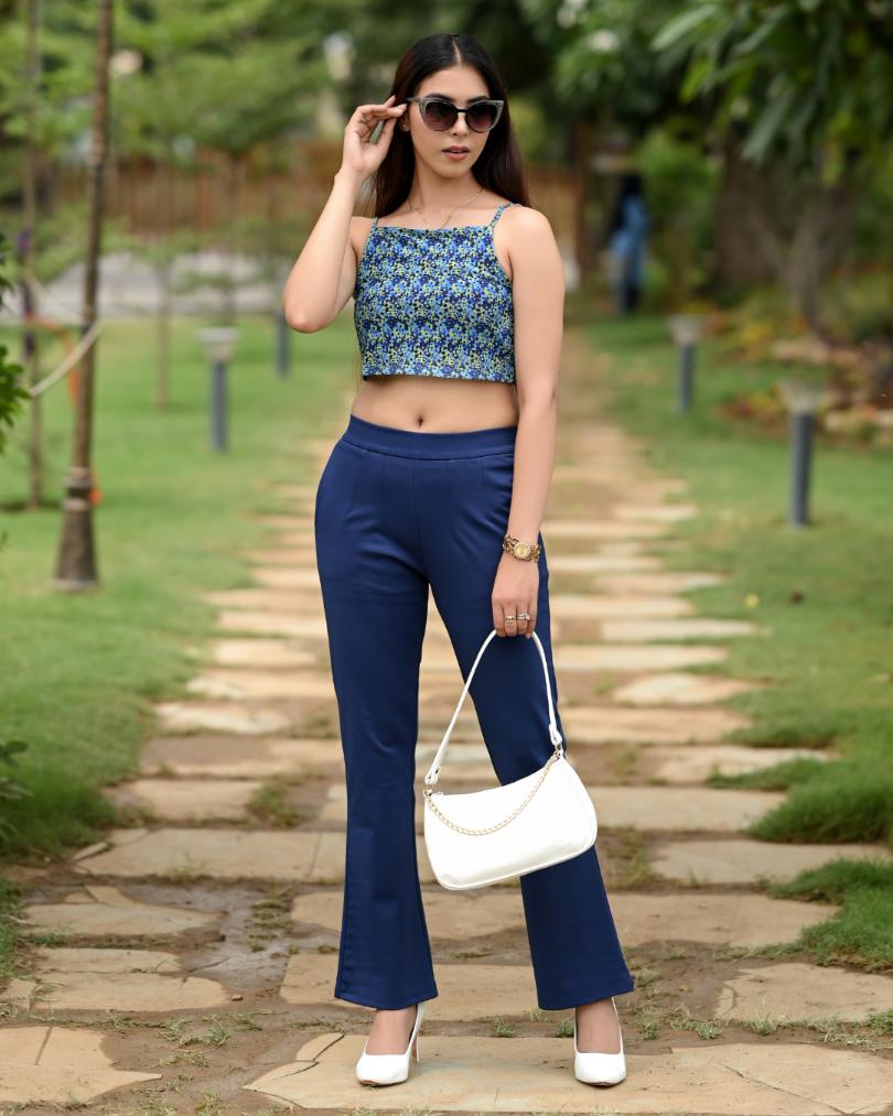 Navy Blue Bootcut Flare Pants -Milano bootcut flare pants