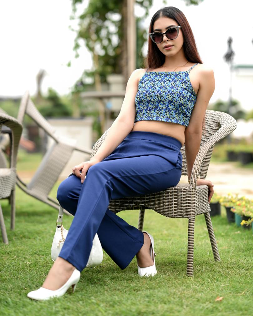 Navy Blue Bootcut Flare Pants -Milano bootcut flare pants