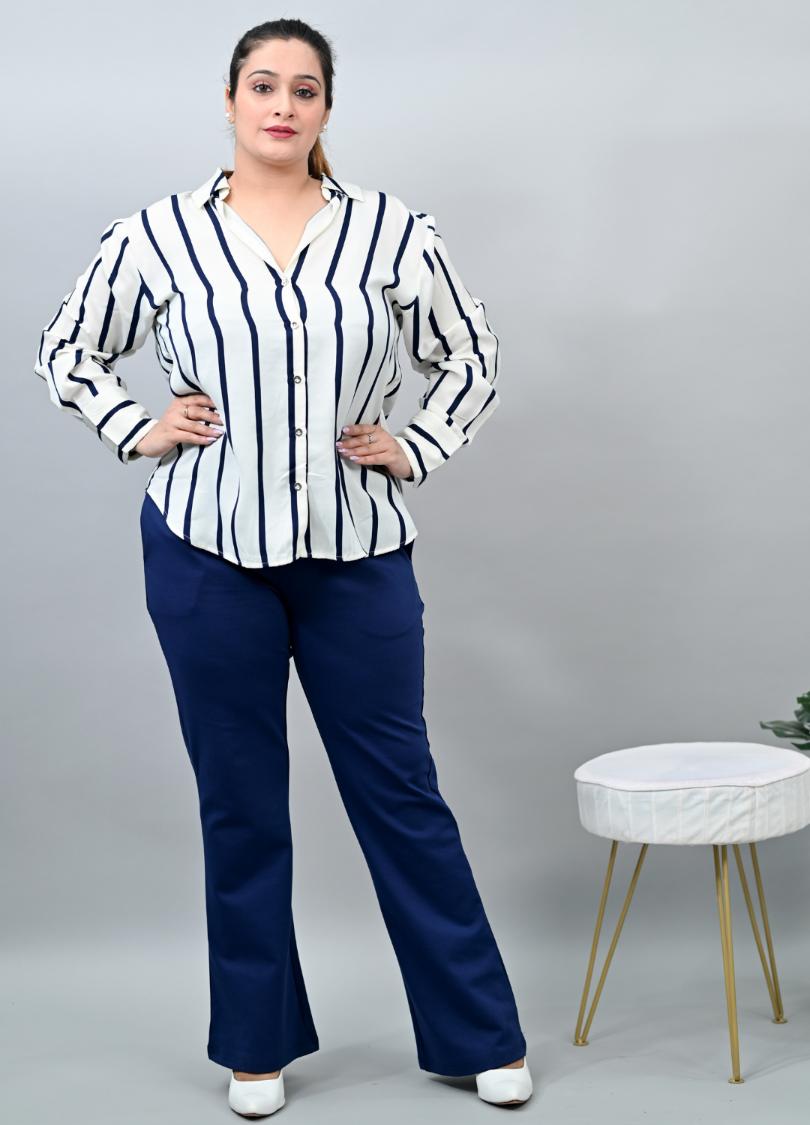 Navy Blue Plus Size Bootcut Flare Pants -Milano plus size bootcut flare pants