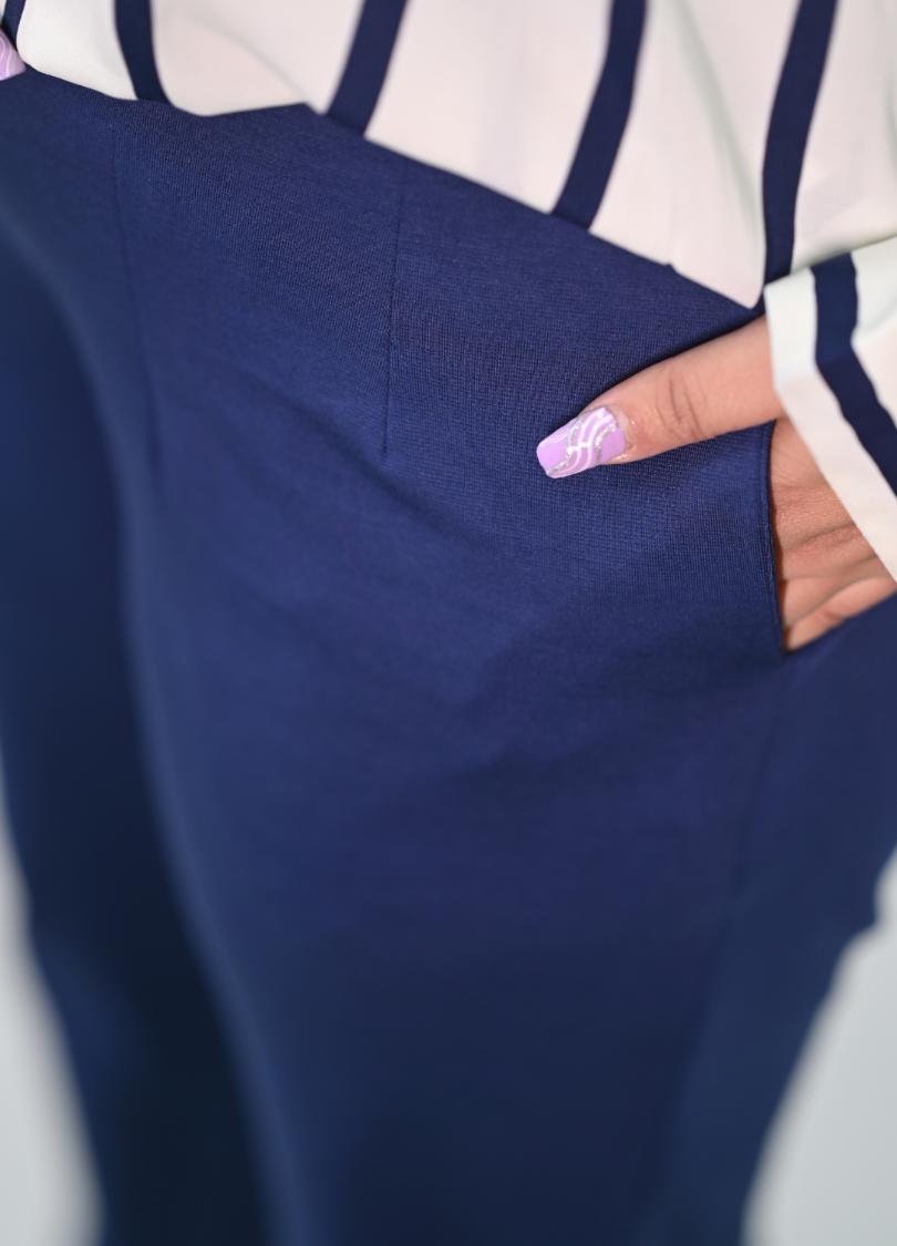 Navy blue plus size cigarette pencil pants