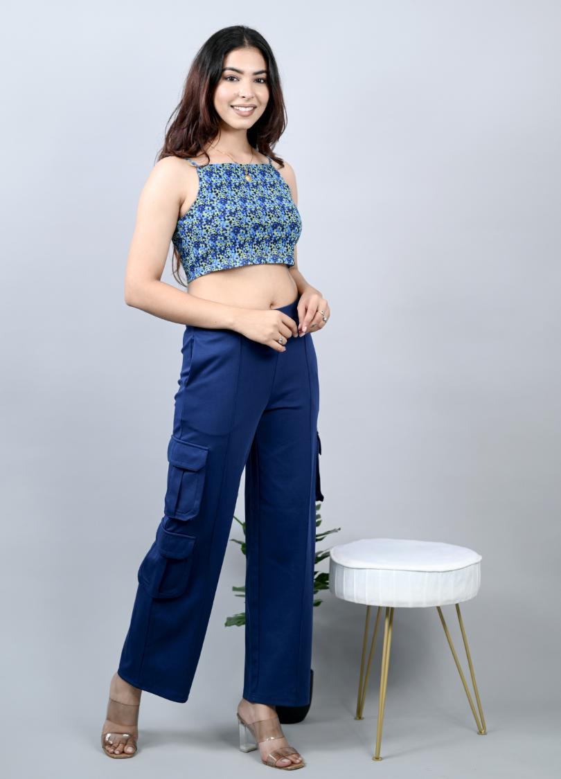 Navy cargo pants for women