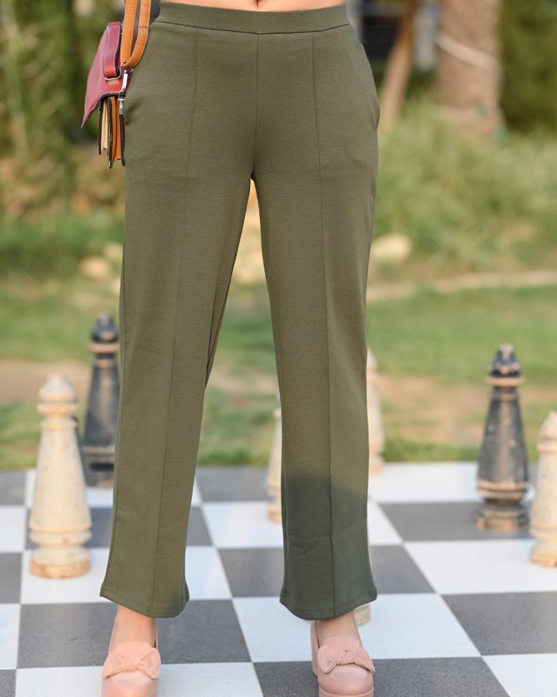 Olive Extra Flare Fit Pants -Milano extra flare fit pants