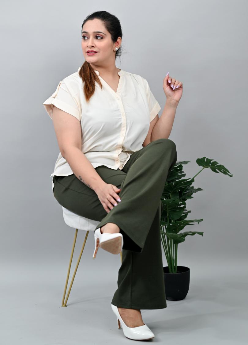 Olive Plus Size Bootcut Flare Pants -Milano plus size bootcut flare pants