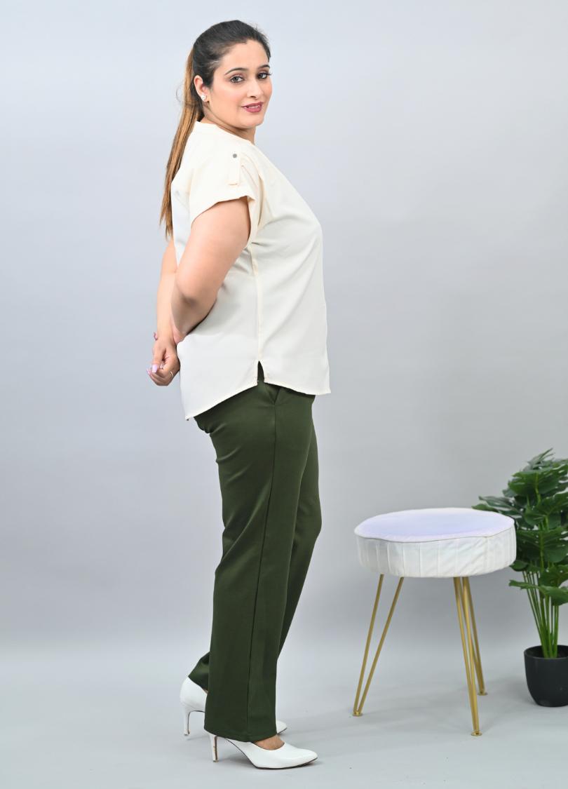 Olive plus size cigarette pencil pants