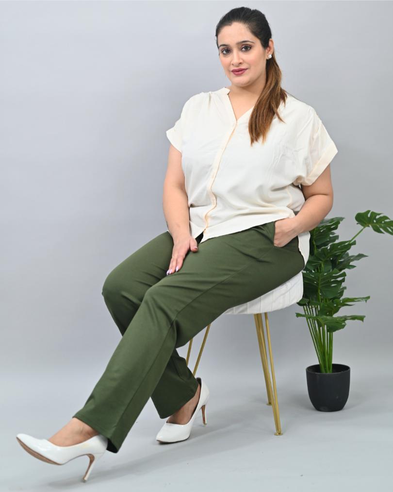 Olive plus size cigarette pencil pants