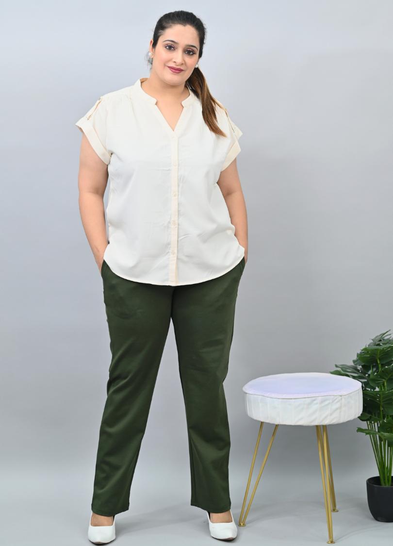 Olive plus size cigarette pencil pants