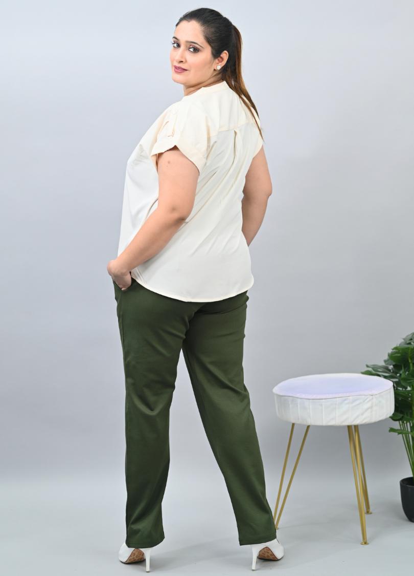 Olive plus size cigarette pencil pants