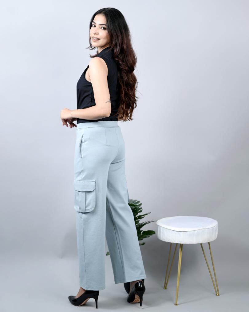 Pearl blue cargo pants for women