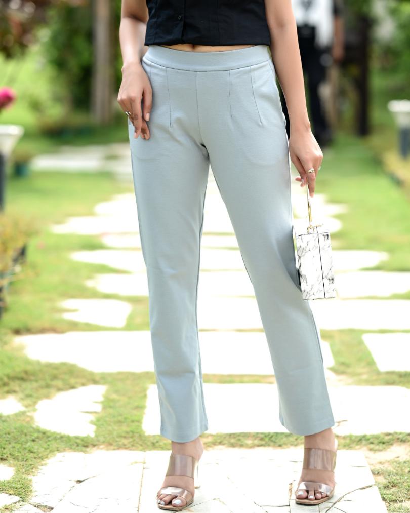 Pearl blue cigarette pants