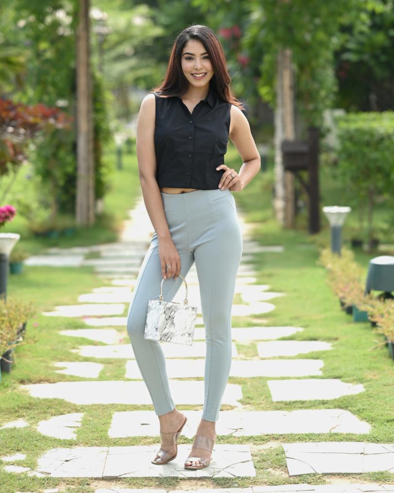 Pearl Blue Jeggings -Milano jegging pants