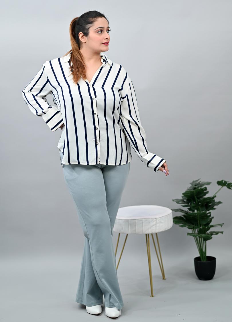 Pearl Blue Plus Size Bootcut Flare Pants -Milano plus size bootcut flare pants