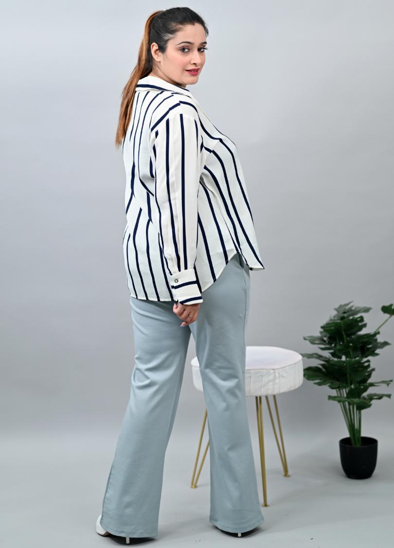 Pearl Blue Plus Size Bootcut Flare Pants -Milano plus size bootcut flare pants