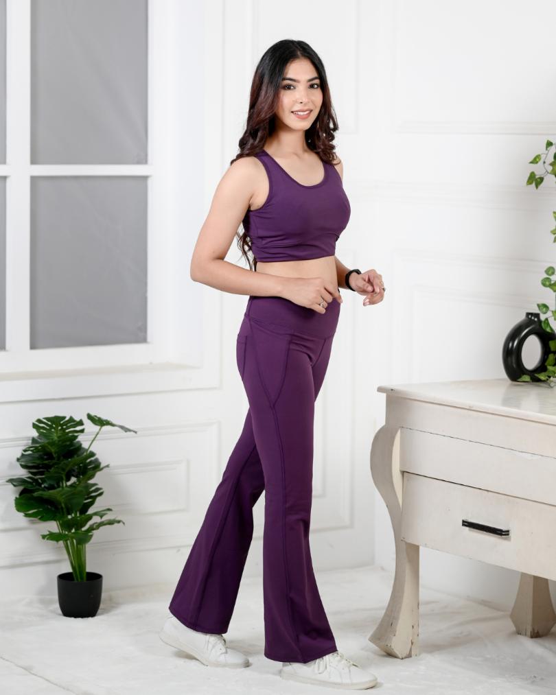 Purple Active Flare Pants -Active flare pants