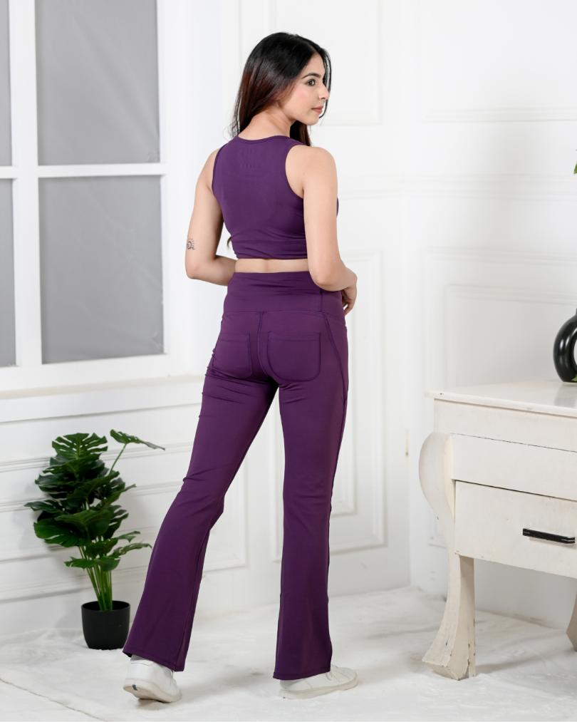 Purple Active Flare Pants -Active flare pants