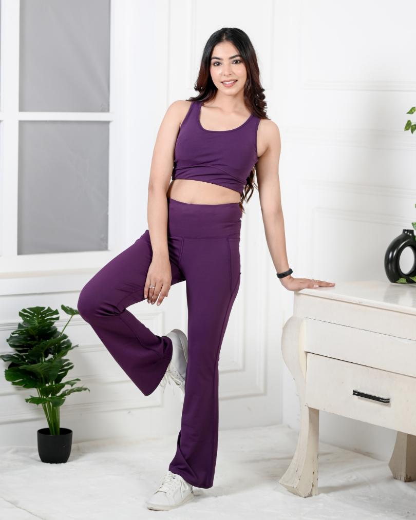Purple Active Flare Pants -Active flare pants