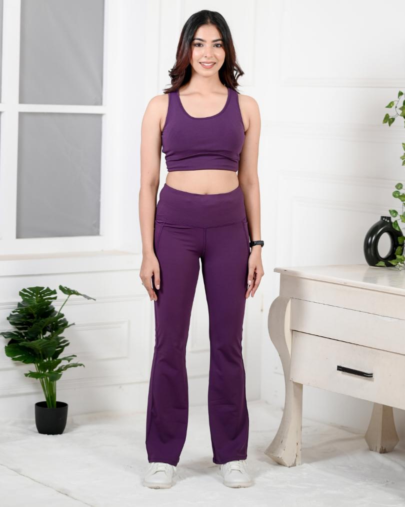 Purple Active Flare Pants -Active flare pants
