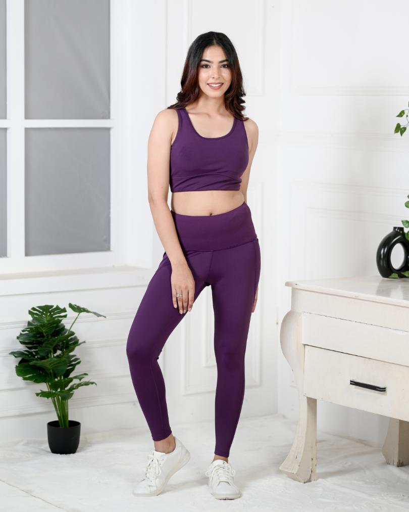 Purple Active Leggings -Active leggings pants