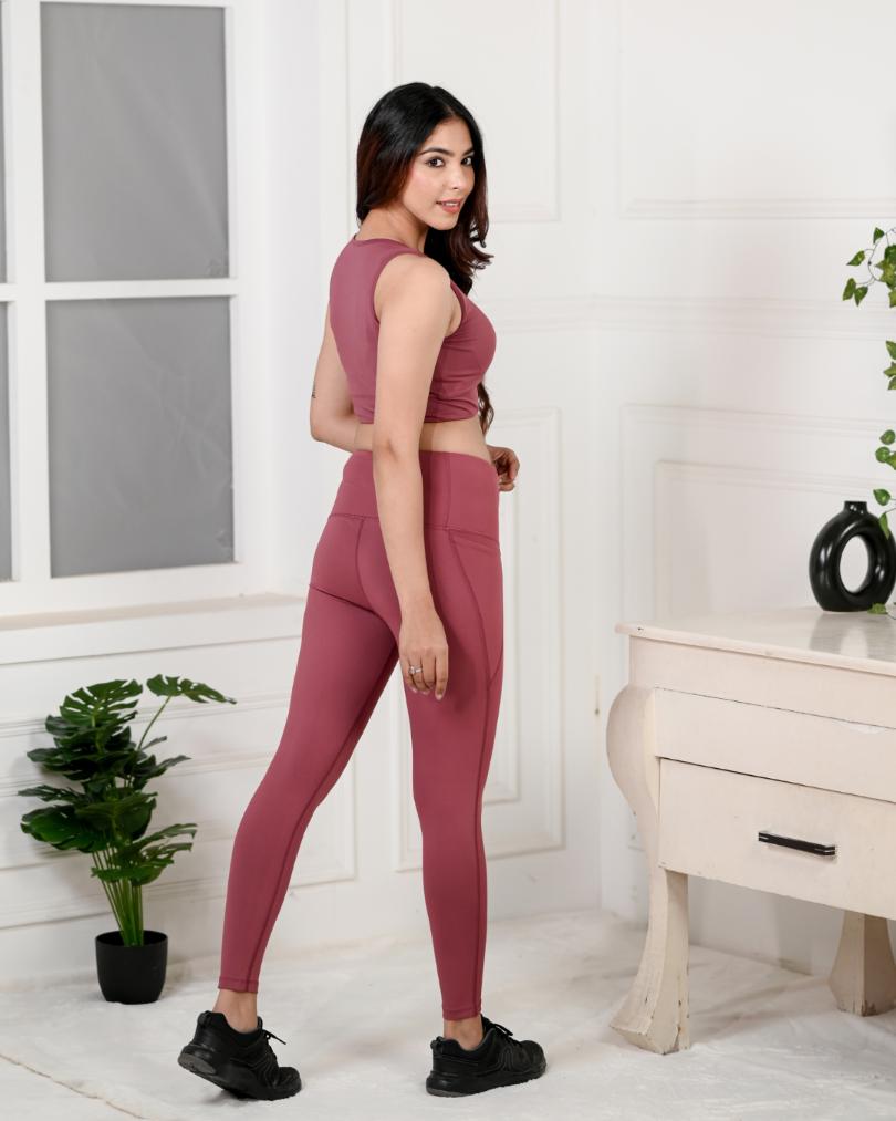 Rose Active Leggings -Active leggings pants