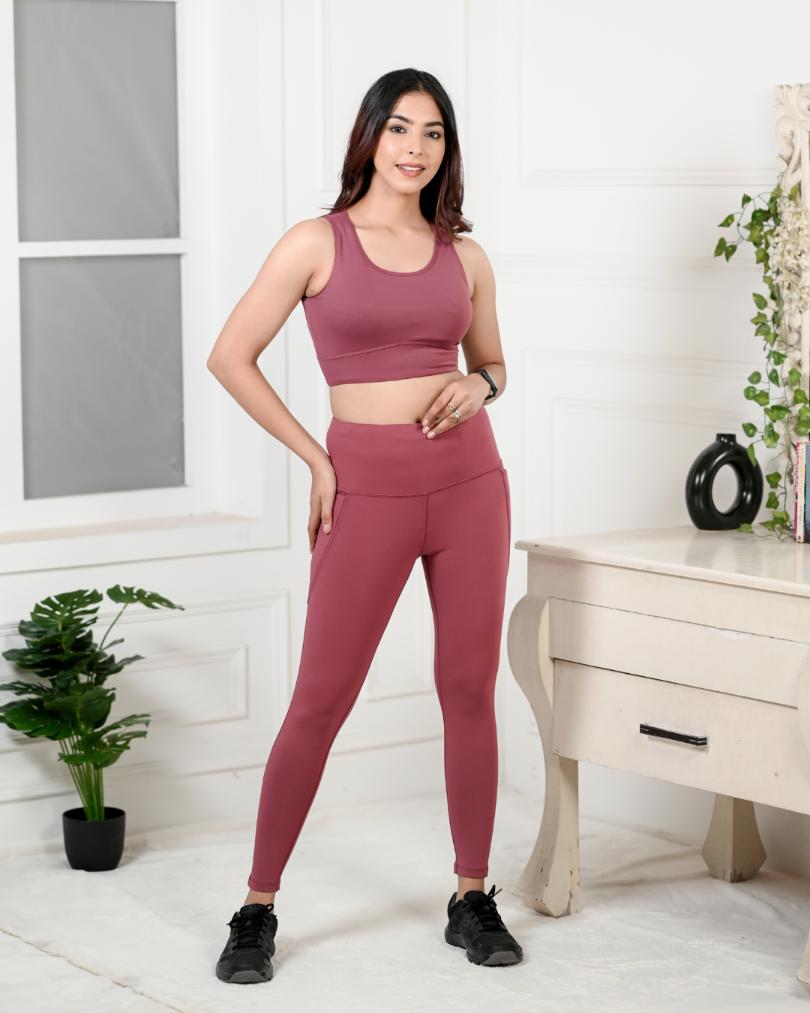 Rose Active Leggings -Active leggings pants