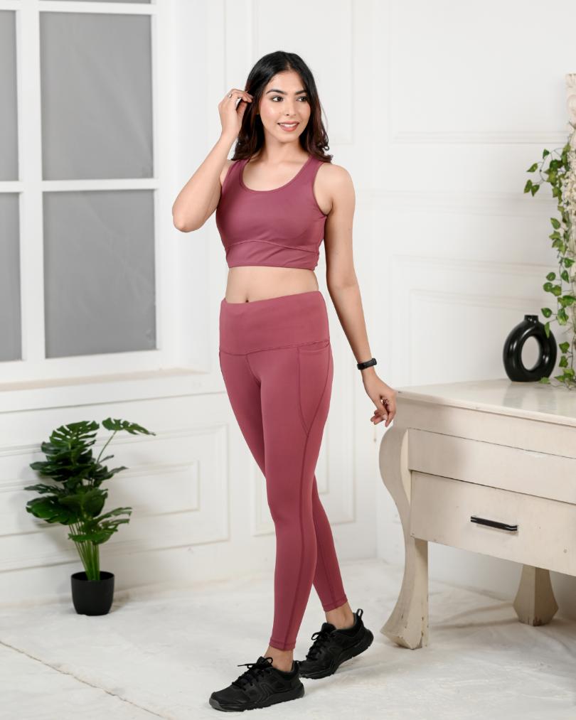 Rose Active Leggings -Active leggings pants
