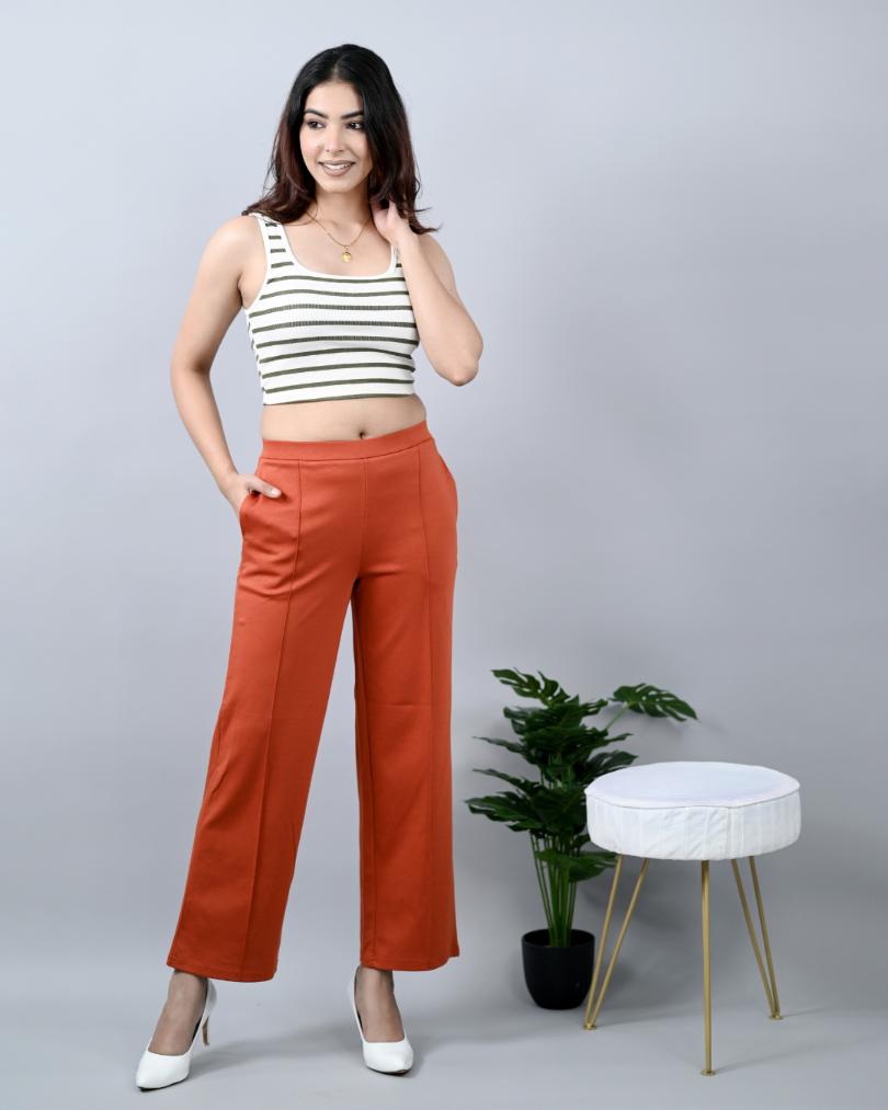 Rust Extra Flare Fit Pants -Milano extra flare fit pants