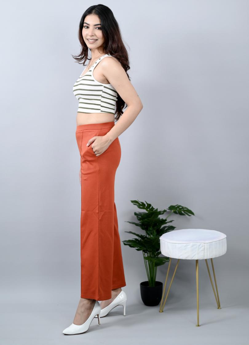 Rust Extra Flare Fit Pants -Milano extra flare fit pants