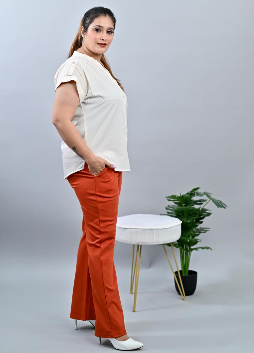 Rust Plus Size Bootcut Flare Pants -Milano plus size bootcut flare pants