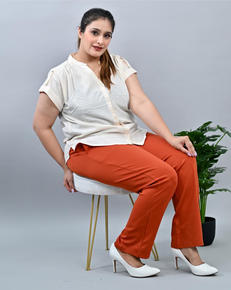 Rust plus size cigarette pencil pants