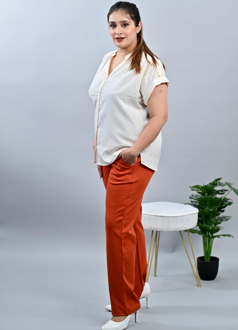Rust plus size cigarette pencil pants