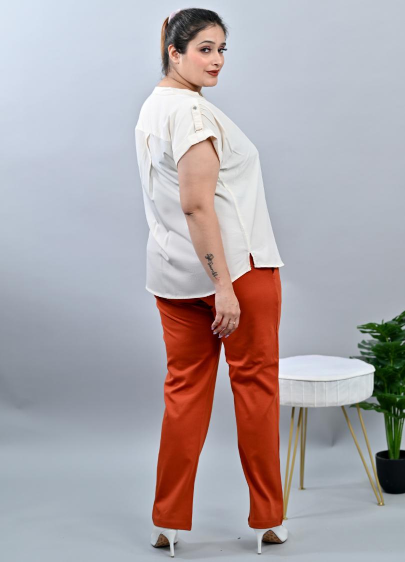 Rust plus size cigarette pencil pants