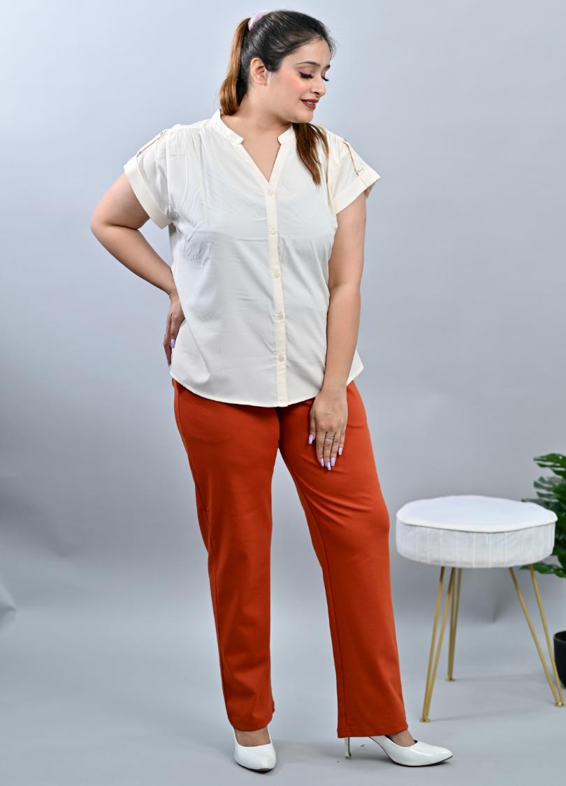 Rust plus size cigarette pencil pants
