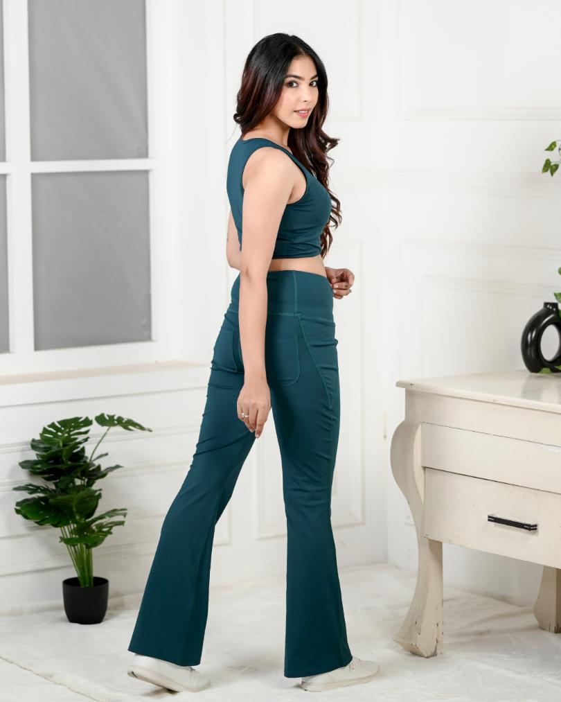 Teal Active Flare Pants -Active flare pants