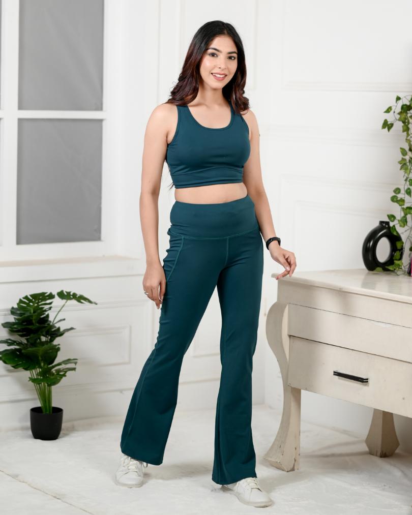 Teal Active Flare Pants -Active flare pants
