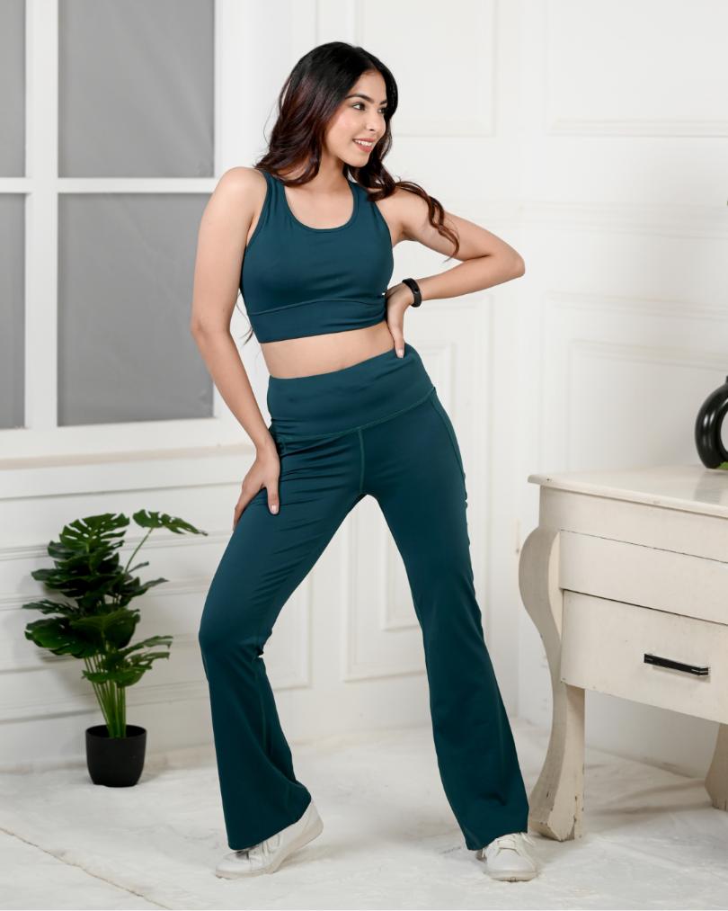 Teal Active Flare Pants -Active flare pants