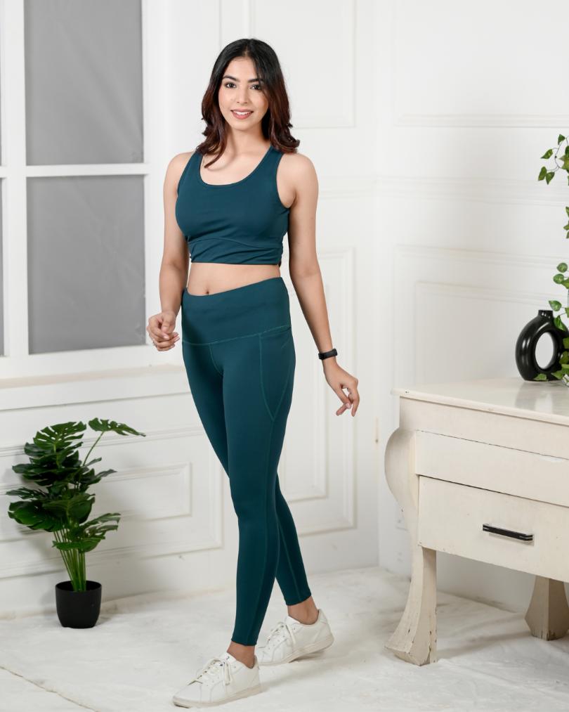 Teal Active Leggings -Active leggings pants