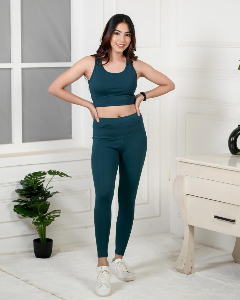 Teal Active Leggings -Active leggings pants