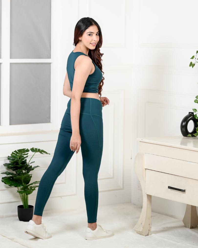 Teal Active Leggings -Active leggings pants