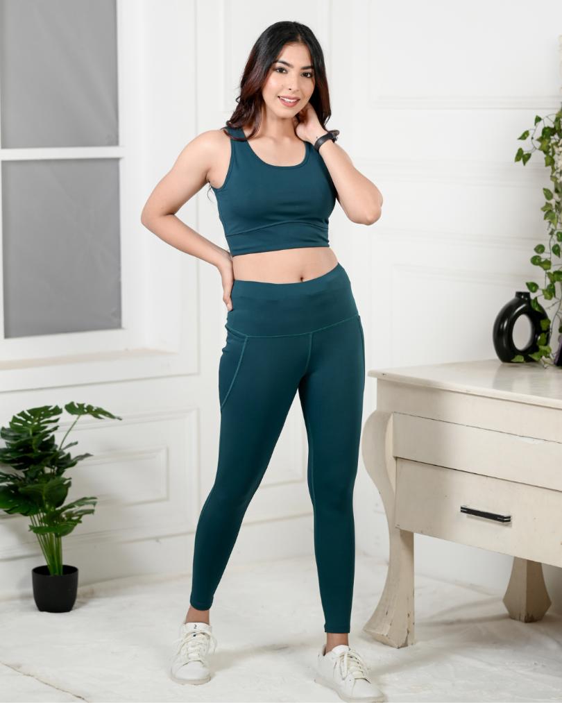 Teal Active Leggings -Active leggings pants