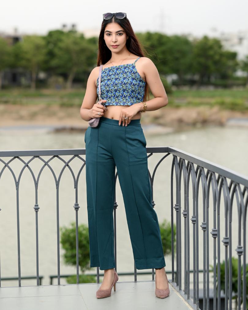 Teal Extra Flare Fit Pants -Milano extra flare fit pants