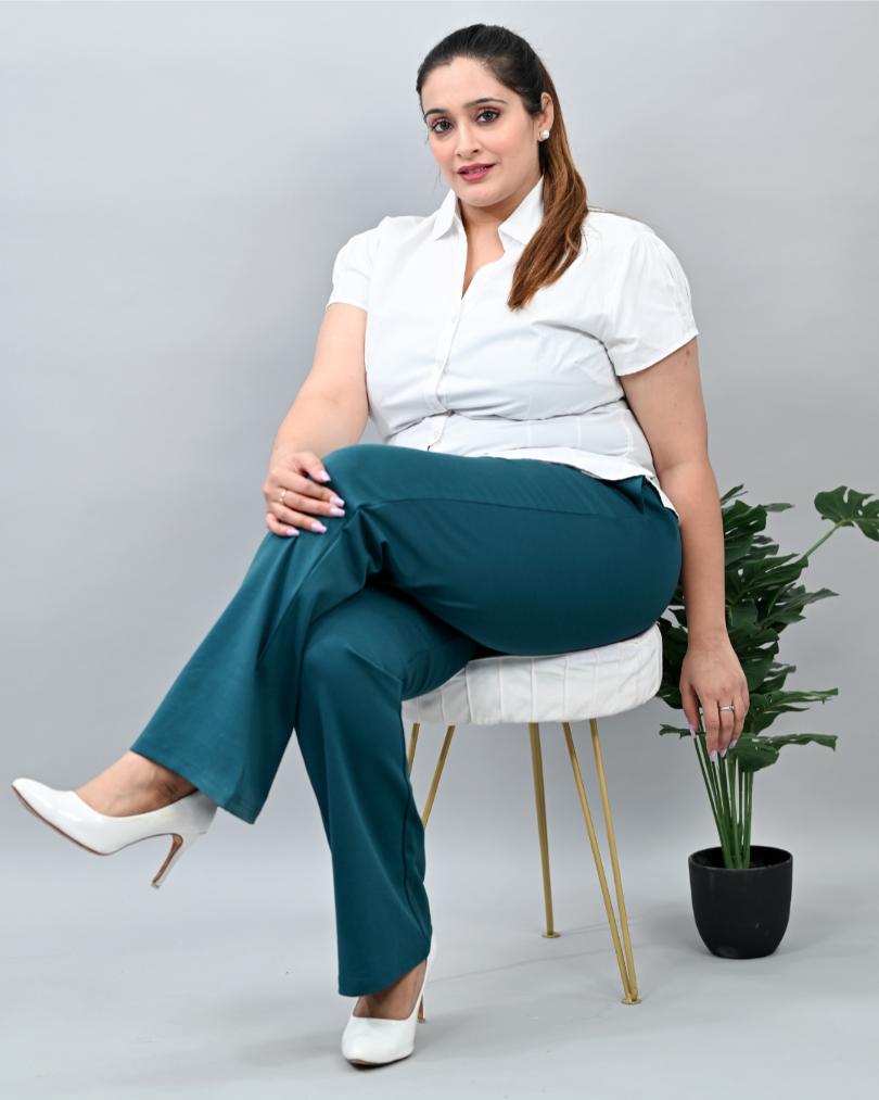 Teal Plus Size Bootcut Flare Pants -Milano plus size bootcut flare pants
