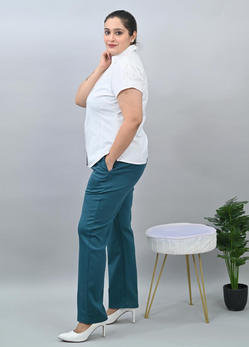 Teal plus size cigarette pencil pants