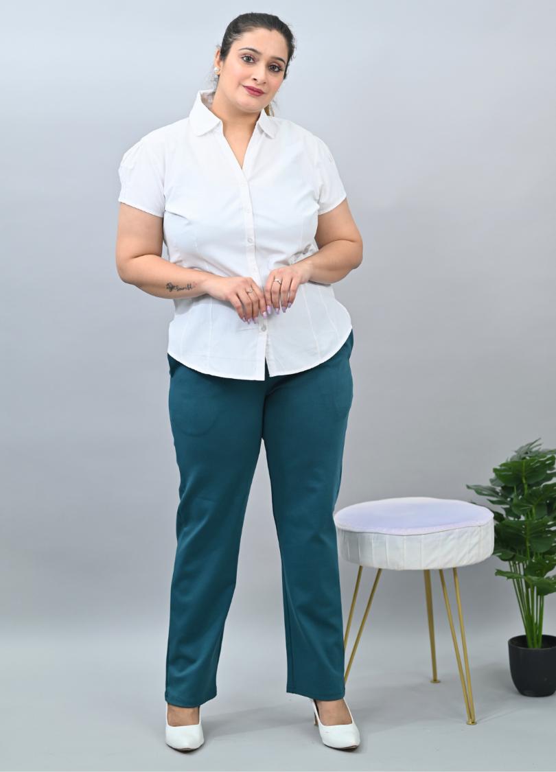 Teal plus size cigarette pencil pants