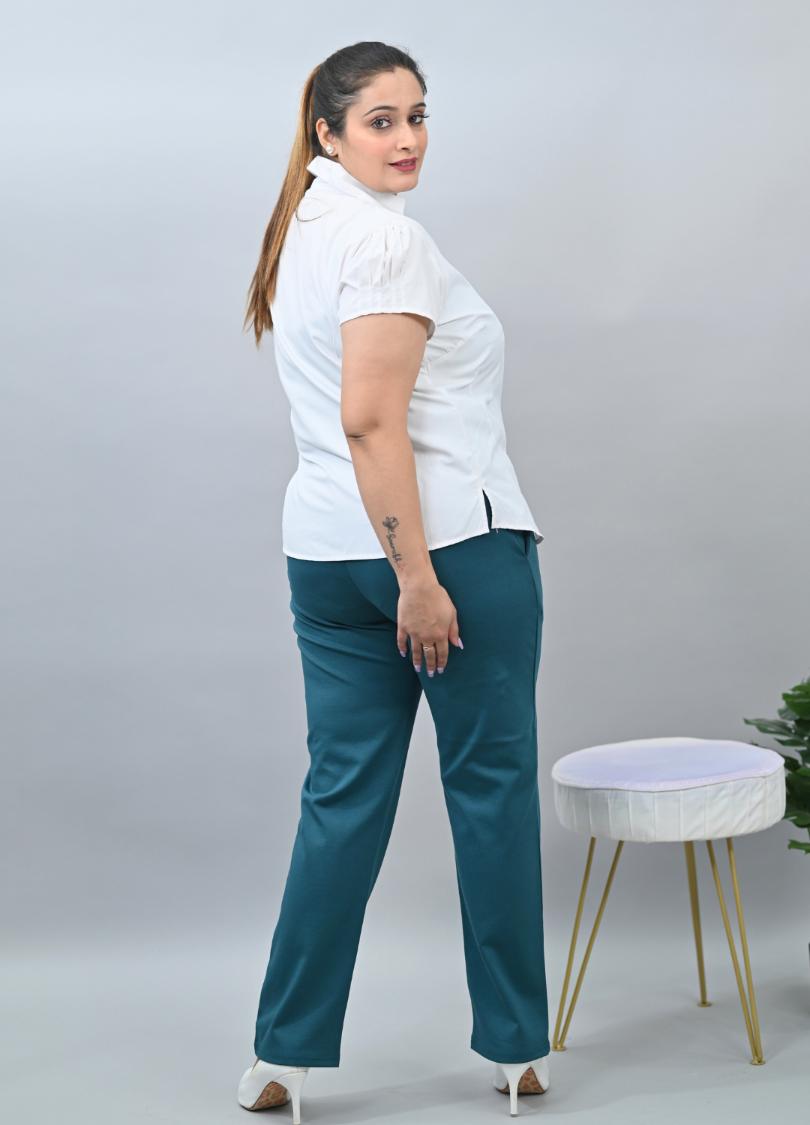 Teal plus size cigarette pencil pants
